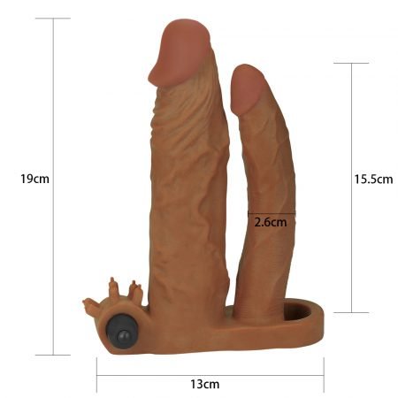 Funda Extensora Y Vibradora Con Dildo Para Doble Penetración