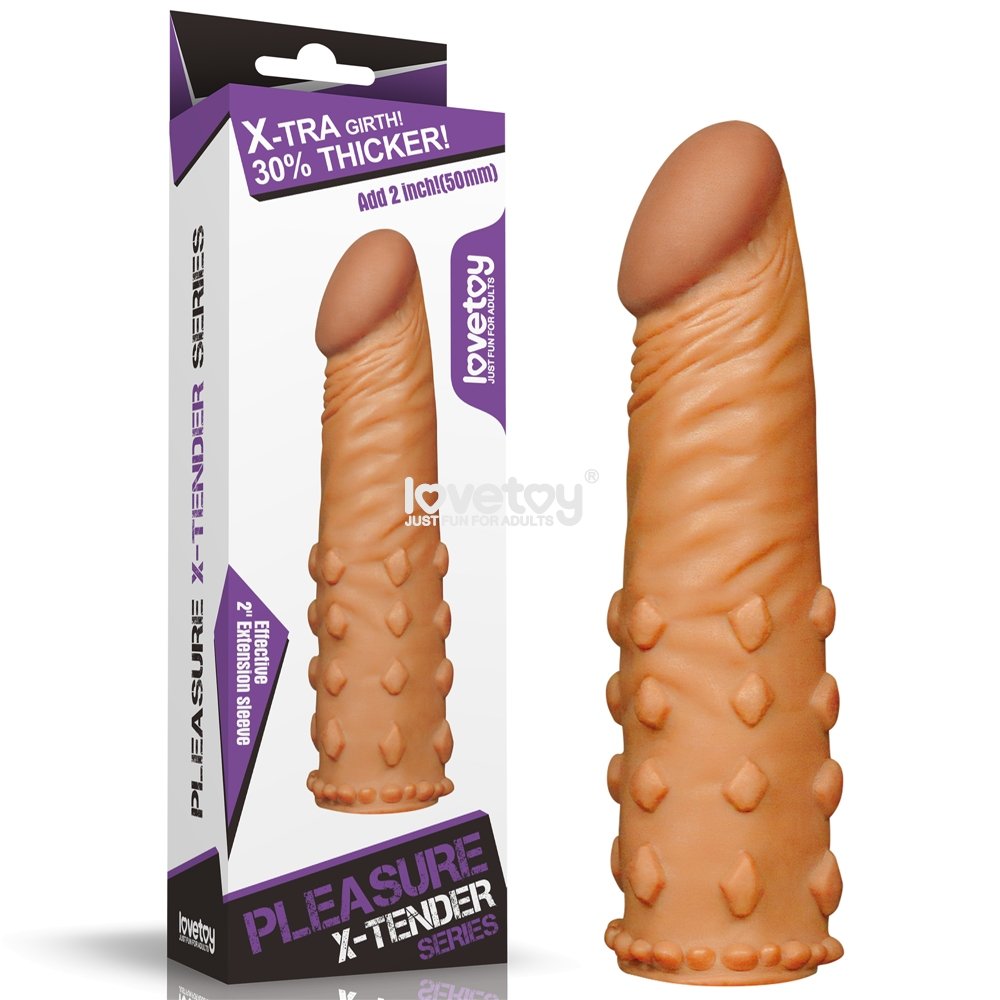 Funda Extensora Para Pene Texturizada Color Canela (Lovetoy)