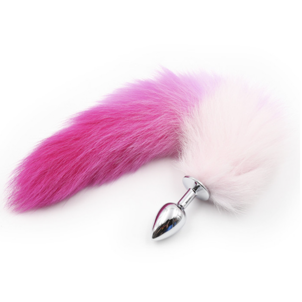 Plug Anal Cola de Zorro Fucsia/Blanco
